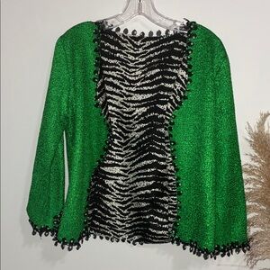 Green and Black Zebra Print Top